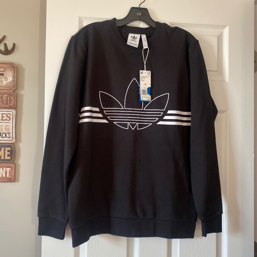 NWT ADIDAS MENS BLACK SWEATSHIRT MEDIUM